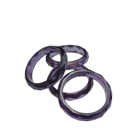 Lot of Four Purple Faceted Acrylic Bangle Bracelets - Picture 4 of 4